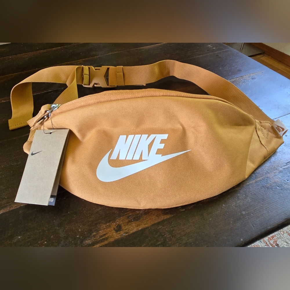Nike Tan and White Belt Bag Minimalist Design